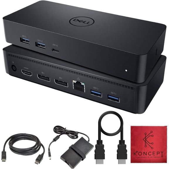 Restored Dell D6000S Universal Docking Station USB-C, 130W Power Adapter, HDMI & DisplayPort, Dual 4K or Single 5K Support, Multiple USB Ports, Power Delivery Universal Laptop Compatibility (Refurbished)