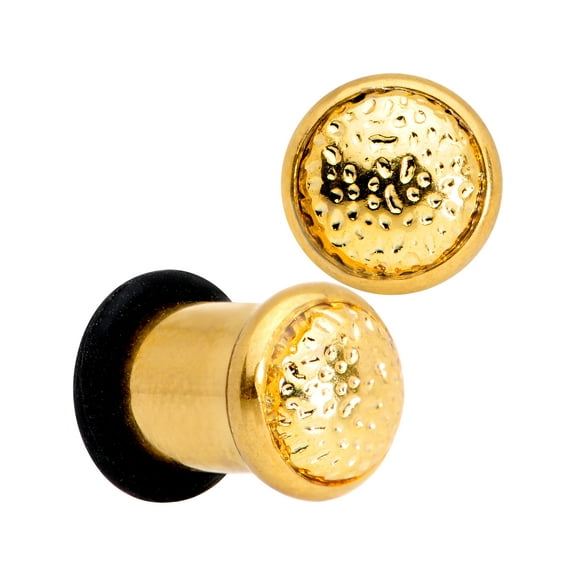 Body Candy 2G 2Pc Ear Plugs Plated Steel Hammered Finish Single Flare Ear Plug Gauges Set of 2 6mm