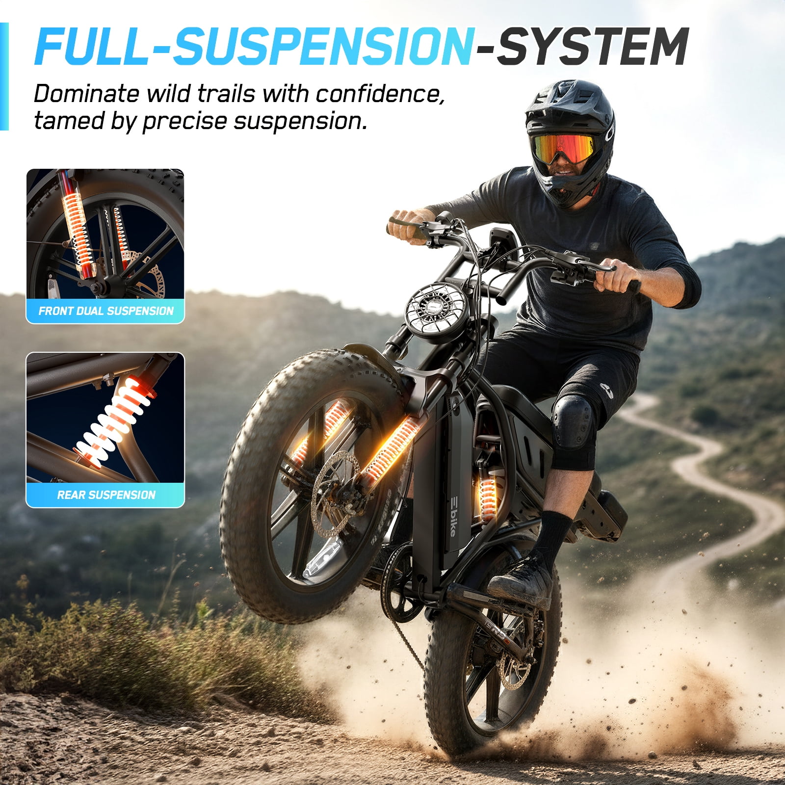 Electric Bike for Adults, 20"x4.0 Fat Tire E Bicycle, 750W Motor 48V 15Ah Removable Battery 7-Speed E-Bike UL2849, LCD Display