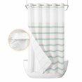 thumbnail image 2 of Turquoise Striped No Hook Shower Curtain Waterproof,Bathroom Curtains with Snap in Liners and See Through Top Window,Farmhouse Pinstripes Geometric Color Hotel Style Bathtub Curtains Shower 36"Wx72"L, 2 of 8