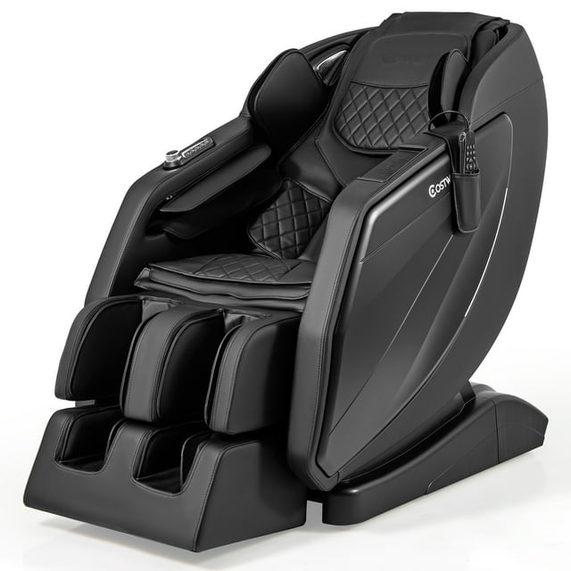 Costway Enjoyment37 4D Massage Chair, Full Body SL Track Zero Gravity Massage Recliner with Waist Heating, Airbag Massage, Black