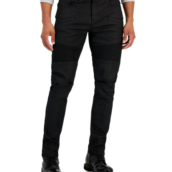 I.N.C Mens Night Coat Wash Skinny Fit Jeans, Black, 40W x 31L
