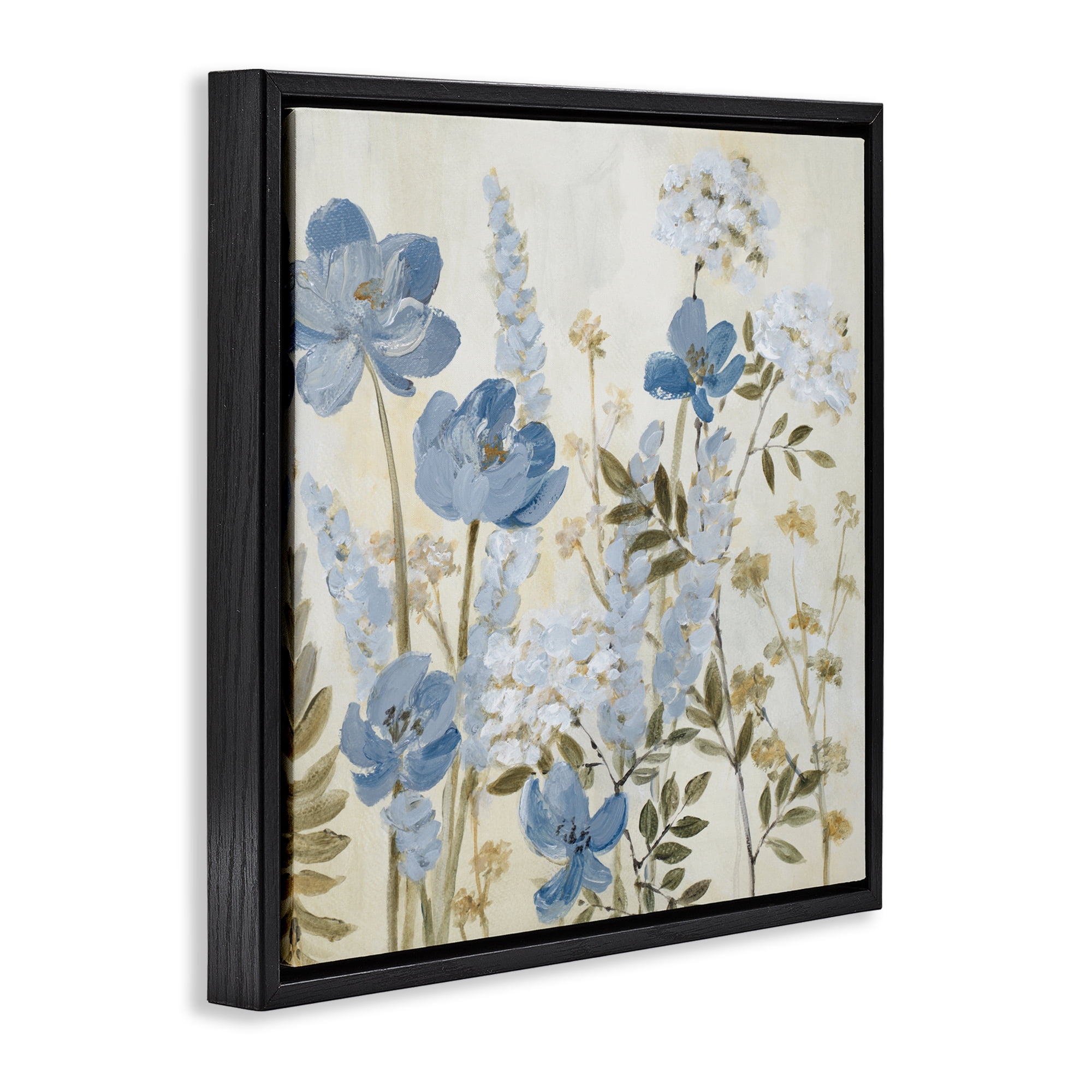 Stupell Industries Peace In The Blue Garden Black Framed Floater Canvas Wall Art, design by Lanie Loreth