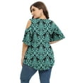 thumbnail image 4 of Daystry Plus Size Tops for Women Sexy Empire Waist Dressy Cold Shoulder Short Sleeve Shirts F Black Green-2X, 4 of 8