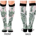 thumbnail image 2 of FREEAMG High Elasticity Compression Socks, High Knee Socks Adult Universal Leisure Relieve Fatigue,Beautiful Pink Flower Tropical Palm Leaves Travel Daily with Running (1 Pair), 2 of 7