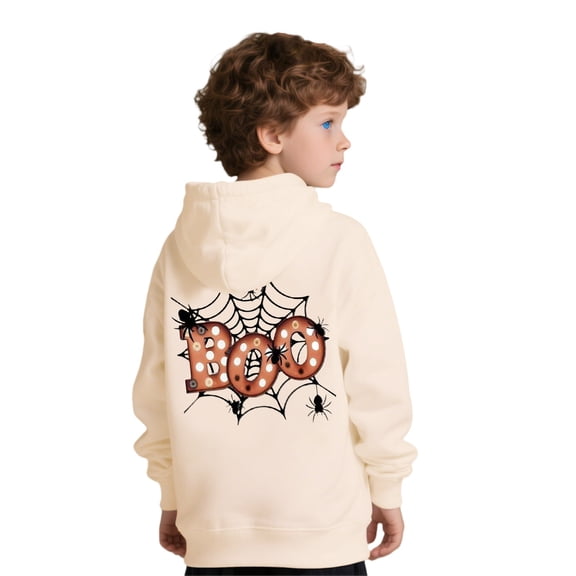 KAUOD Kids Girls Halloween Fleece Hoodies Cute Pumpkin Graphic Pullover Hoodie Sweatshirts Thick Warm Long Sleeve Tops Clothes