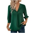 thumbnail image 5 of Mittory Womens 3/4 Sleeve Tops Dressy Casual Business V Neck Chiffon Office Shirts Work Blouses, 5 of 8