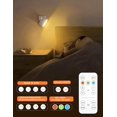 thumbnail image 4 of 2 Pack Aplique de pared LED, luminaria de montaje en pared recargable con 2200mAh pilas, 3 colores y 3 niveles de brillo, bola magnética giratoria 360°, para dormitorios estudio, 4 of 7