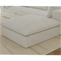 JERFIT Modular Cloud Sectional Sofa with Feather Cushions, Plush Corduroy Fabric, Deep Seating for Living Room, Apartment, No Tools Assembly, White