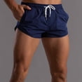thumbnail image 2 of Yuncity Men Shorts Solid Color High Waist Elastic Thin Lightweight Drawstring Summer Running Jogging Sport Outdoor Daily Wear Men's Shorts Size XXL Navy, 2 of 9