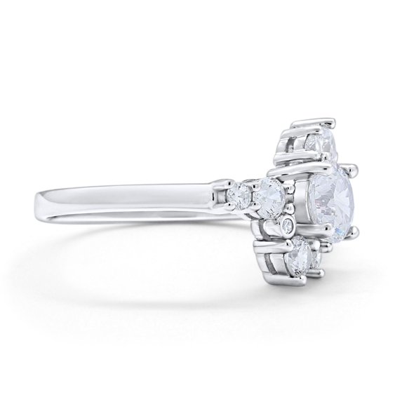 Fashion Ring Round Simulated Cubic Zirconia 925 Sterling Silver Size 6