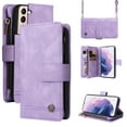 thumbnail image 1 of SaniMore Case for Samsung Galaxy S22 Plus 6.1" 2022, PU Leather Zipper Wallet Cover [RFID Blocking] Card Slot Magnetic Clsap Flip Folio Wrist/Crossbody Strap Kickstand Full Protective Cover, Purple, 1 of 17