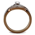 thumbnail image 3 of Women's Stainless Steel Two Tone IP Light Brown 4.37(g) CZ Clear Ring Set, 3 of 5