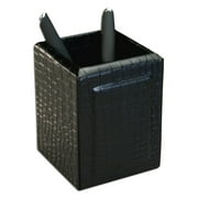 Black Crocodile Embossed Leather Pencil Cup