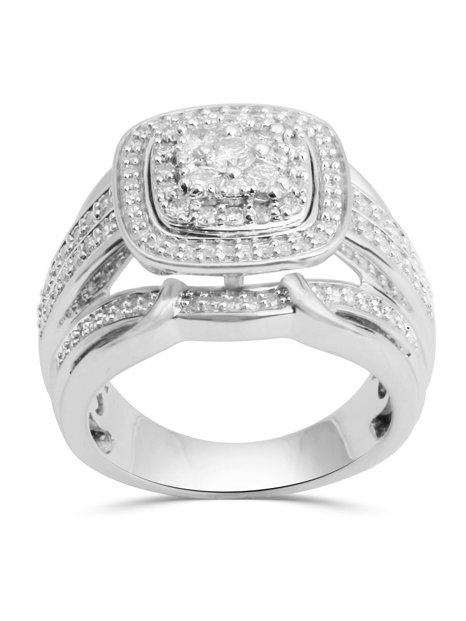 1.00 Carat T.W. Diamond Sterling Silver Anniversary Ring - Walmart.com
