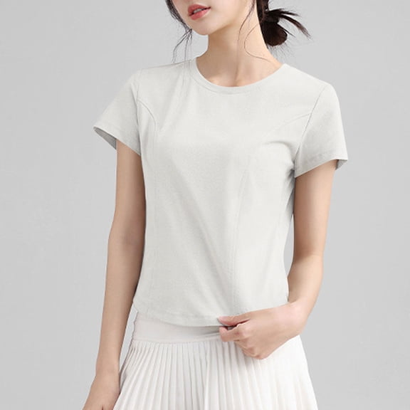 Women's Casual T-shirt, Oversize Short Sleeve Top, Solid Color Round Neck Blouse for Daily Wear