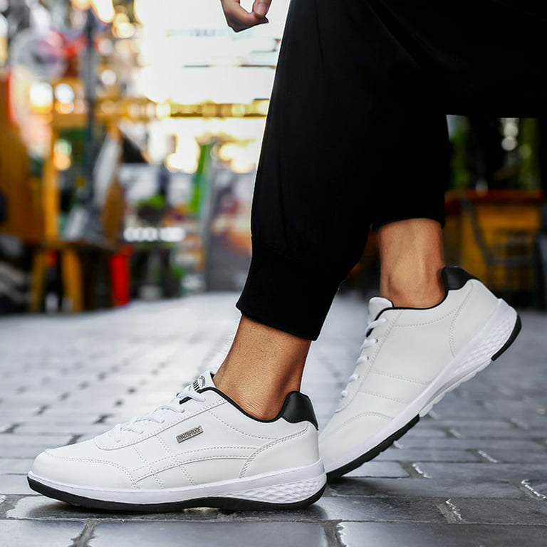 Men's High Sole Low Top Sneakers Shoes White