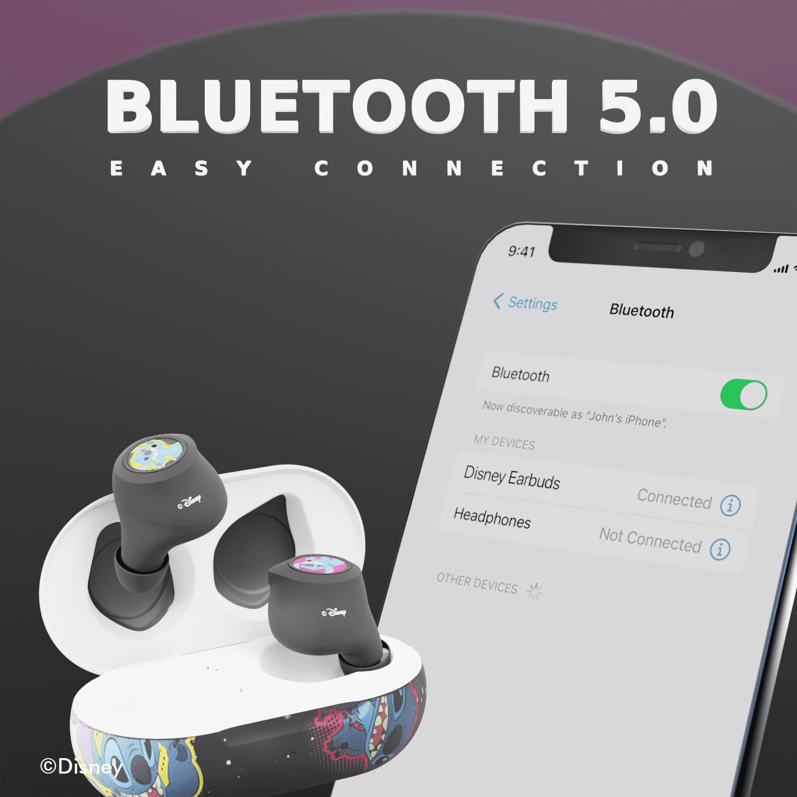Disney Lilo & Stitch Bluetooth Earbuds with Charging Case