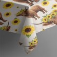 thumbnail image 3 of Beige Highland Cow Sunflower Pattern Rectangle Tablecloth 60"x84",Waterproof Polyester Rectangle Table Cloth, Wipeable Spillproof Polyester Tablecloth for Dining, Camping, Indoor and Outdoor, 3 of 5