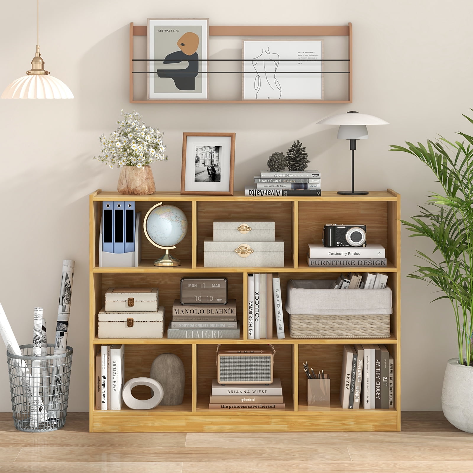 Topbuy 3 Tier Anti-Toppling Devices Modern 8 Cube Bookcase, Engineered Wood, 48"x 12.5" x 36.5"