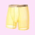 thumbnail image 2 of khonts,Men's Underwear Sexy Mesh Breathable Boxer Briefs Low Rise Cool Boxers Yellow XL, 2 of 3
