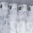 thumbnail image 2 of 2 Panels Sheer Curtains, Leaves Floral Faux Linen Textured Grommet Voile Curtain Drapes, 2 of 7