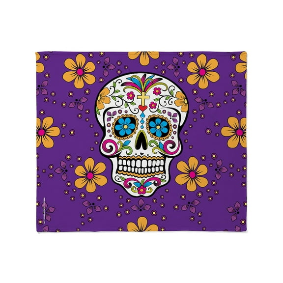 CafePress - Sugar Skull PURPLE Throw Blanket - Soft Fleece Throw Blanket, 50"x60" for All Ages