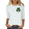 thumbnail image 1 of FAIWAD Hauts Grande Taille pour Femmes St. Patrick's Manches 3/4 Col Rond Trèfle Graphique Pull Ample Vêtements de Festival Quotidien, 1 of 4