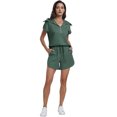 thumbnail image 3 of Women Summer Half Zip Short Outfits Sweat Lounge Tracksuit Tops Dark Green M, 3 of 9