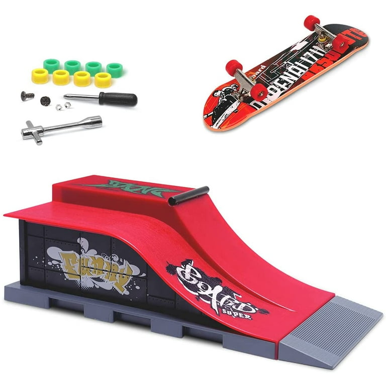 Mini Finger Toy Skateboard Park Ramp Kit, Fingerboard Half Pipe Ultimate  Parks Training Props Accessories for Kids Adult (Style E) 