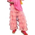 thumbnail image 3 of Women'S Long Tiered Ruffled Tulle Pants High Waist Stripe Print Wide Leg Palazzo Pants for Club Party Pink L, 3 of 8