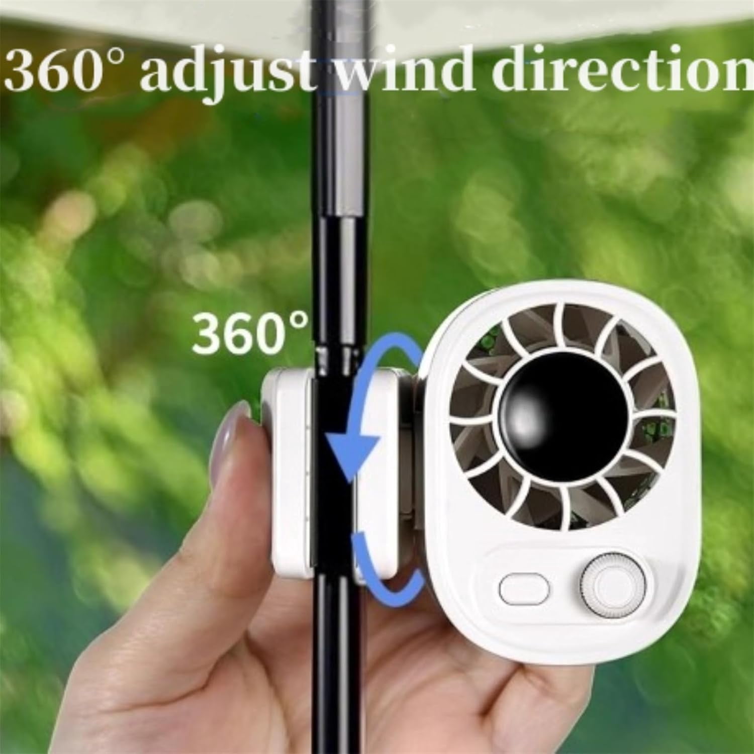 Car Clip On Fan with LED Display - 360° Rotation, 100 Speeds Adjustable, Portable Mini Personal Fan, USB Rechargeable, Compact Fans for Travel, Work, Camping