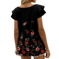 thumbnail image 6 of SHOPESSA Womens Tops Summer Fashion V-neck T-Shirt Flounces Short Sleeve Casual Loose Fit Tee Shirts Blouse Print Shirt, 6 of 7