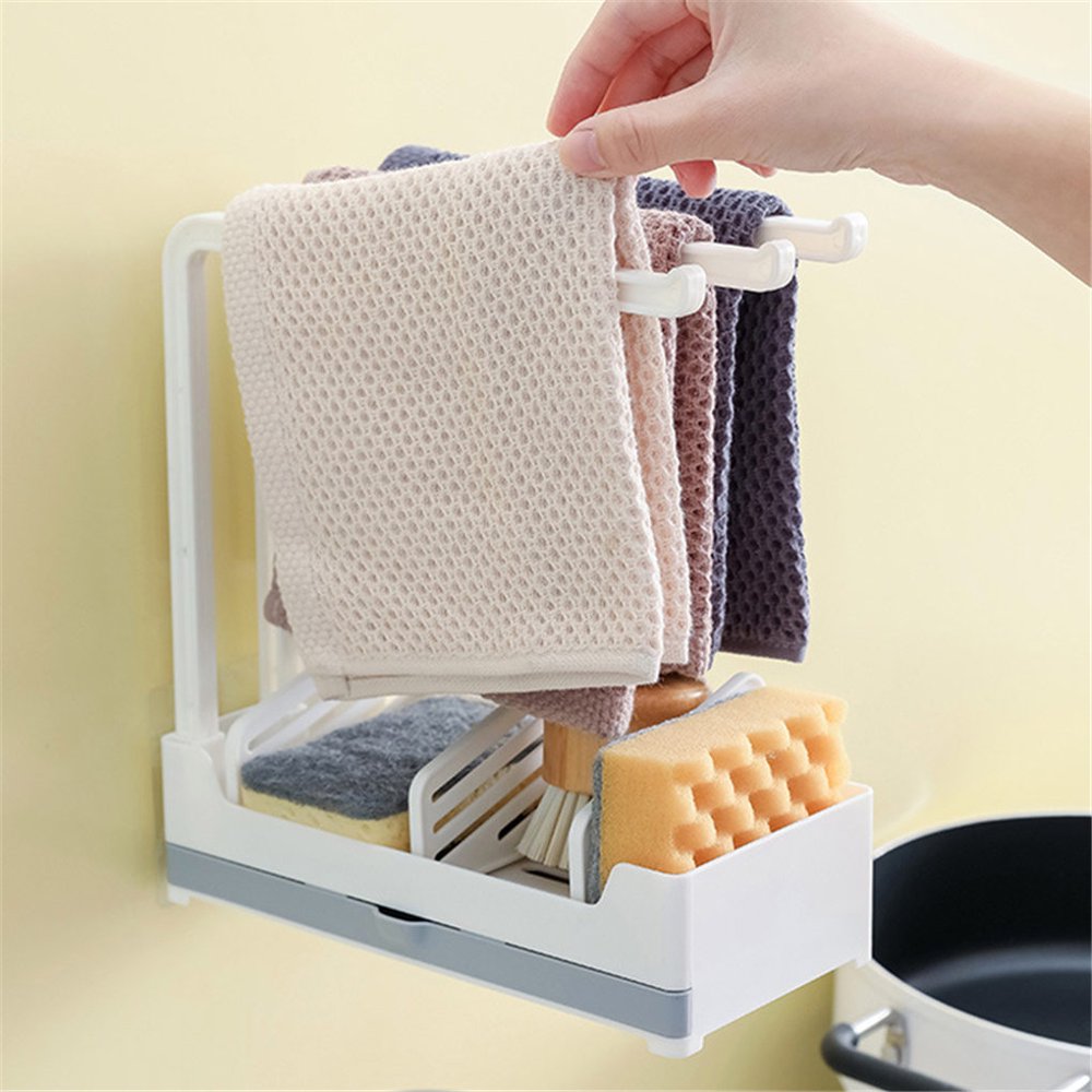 ROBOTGXG Dishcloth and Sponge Holder Plastic Dishcloth Holder Rack
