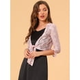 thumbnail image 2 of Top Tolera De Encogimiento De Hombros Estilo Bolero De Encaje De Corazón Con Lazo De Manga Con Volantes Elegante Para Mujer Rosa XS, 2 of 6