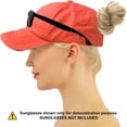 thumbnail image 5 of C.C Ponytail Criss Cross Messy Buns Ponycaps Baseball Cap Dad Trucker Mesh Hat (Button Hook Distressed Coral), 5 of 5