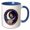 Blue/White, variant on 3drose, Howard Male Name, Moon, Man, Snow Mountain Leopard Head. Artsy Gift, 11oz Mug