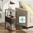 thumbnail image 5 of Small Narrow End Table with Charging Station, Set of 2, Side Table with Outlets, Nightstand with Cloth Drawer, Couch Table, for Living Room, Bedroom, Bedside, Greige, 5 of 18