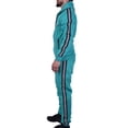 thumbnail image 2 of Riflessi Men's Athletic Sports Casual 2 Piece Reflective Tracksuit Hoodie Jogger Pants Sweatsuit Set (Turquoise, S), 2 of 4
