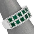 thumbnail image 3 of HeartsAndYou Princess Natural Emerald Moissanite Tile Halo Band Ring 14k SOLID White Gold, 3 of 9