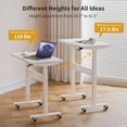 thumbnail image 3 of Mobile Standing Desk with Wheel, Pneumatic Height Adjustable Standing Desk for Walking Pad, Rolling Computer Workstation with 28.3"–42.5" Height, 31.5" x 15.7" Desktop for Home Office (White), 3 of 7
