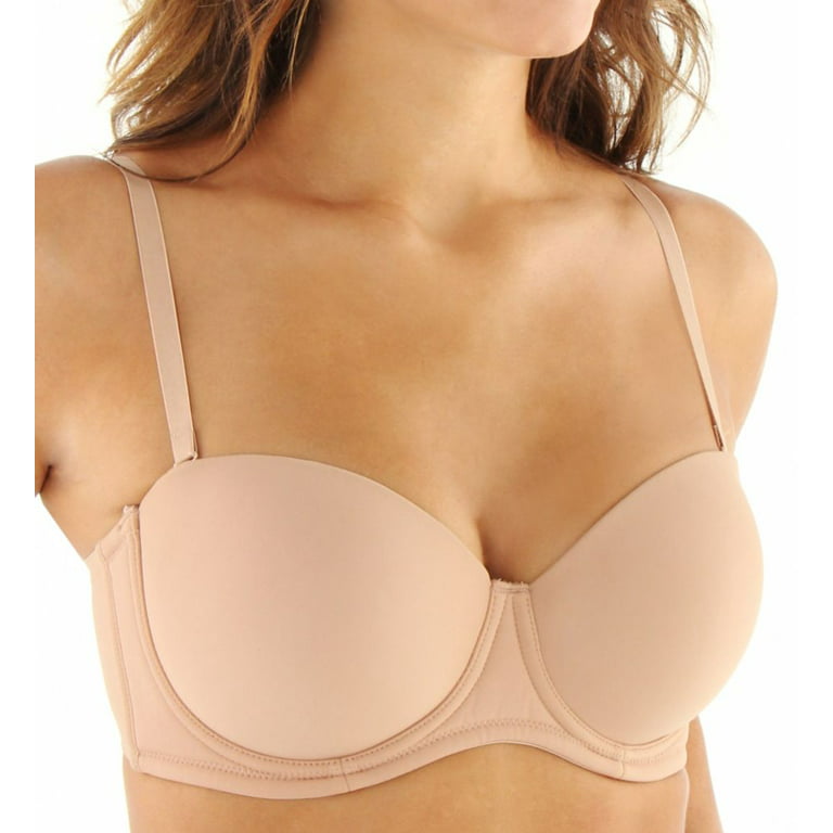 Exclare Women's Seamless Bandeau Unlined Underwire Minimizer Strapless Bra  for Large Bust(Beige,42DD)
