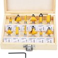 thumbnail image 1 of HSEAMALL 12 PCS 6.35mm 1/4 Inch Shank Tungsten Carbide Tipped Router Bit Set with Wrench, 1 of 8