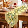 thumbnail image 2 of Yellow Lemon Stripes Table Runner Linen Burlap Table Runner 72 Inches Long Summer Spring Fruit Flowers Leaves Dresser Scarves for Kitchen Island Coffee Dining Party Wedding Holiday Decor 18"x72", 2 of 8