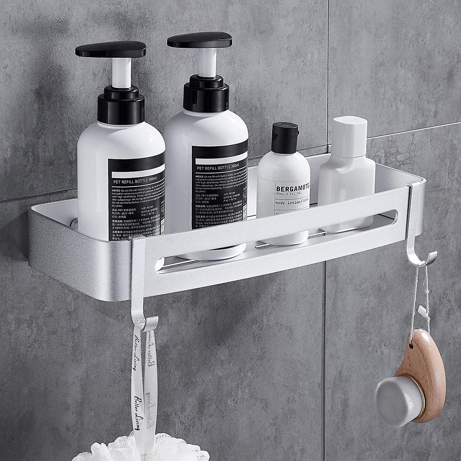 Details about   Bathroom Shampoo Holder Storage Organizer Towel Hanger Soap Bath Rack Wall Mount 