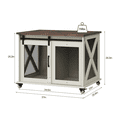 thumbnail image 3 of KOKEBREN 37-Inch Dog Crate Furniture End Table with Flip-Top Lid, Wooden Kennel with Removable Divider & 4 Wheels, Multi-Functional Pet Home for Large Dogs,White, 3 of 8