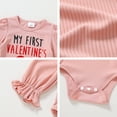 thumbnail image 4 of Younger Tree My First Valentine's Day Outfit Toddler Baby Girl Long Sleeve Romper Solid Pants Set with Headband for 3-6 Months, 4 of 5