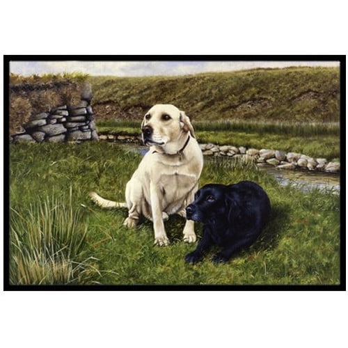 Yellow and Black Labradors Doormat by Caroline's Treasures