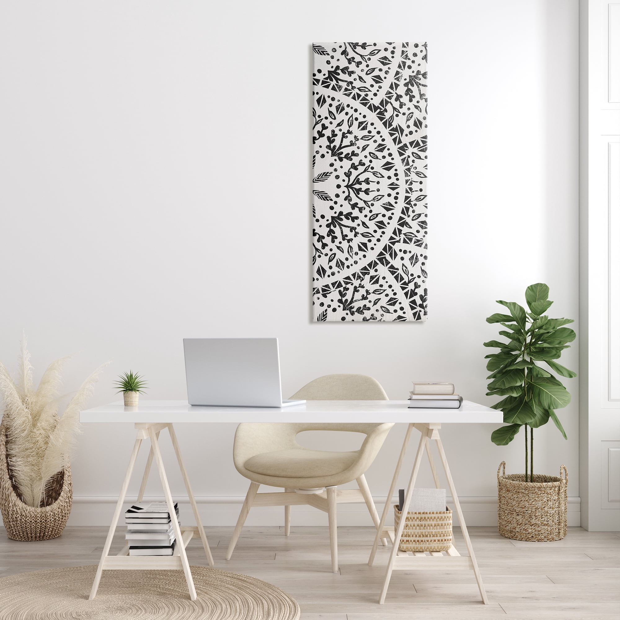 Stupell Indtries Boho Fractal Pattern Study Vintage Style Distressed Botanicals,20 x 48,Design by Daphne Polselli