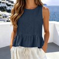 thumbnail image 2 of Women's Ruffle Hem Tank Top, Sleeveless Button Back Summer Vest, Plain Casual Layering Blouse, 2 of 4